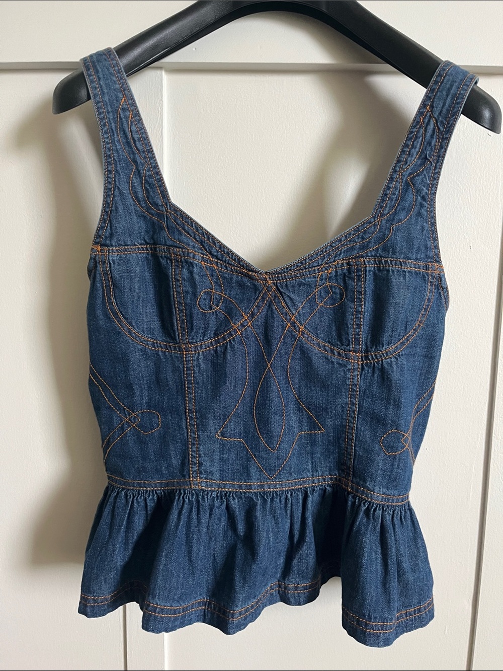 WESTERN PEPLUM DENIM TOP S